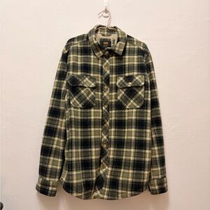 Lee Green and Cream Checkered Fleece Bonded Shirt Jacket